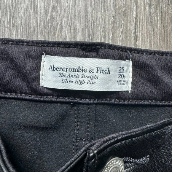 Abercrombie & Fitch The Ankle Straight Ultra High Rise 35 Black Faux Leather - Picture 7 of 11